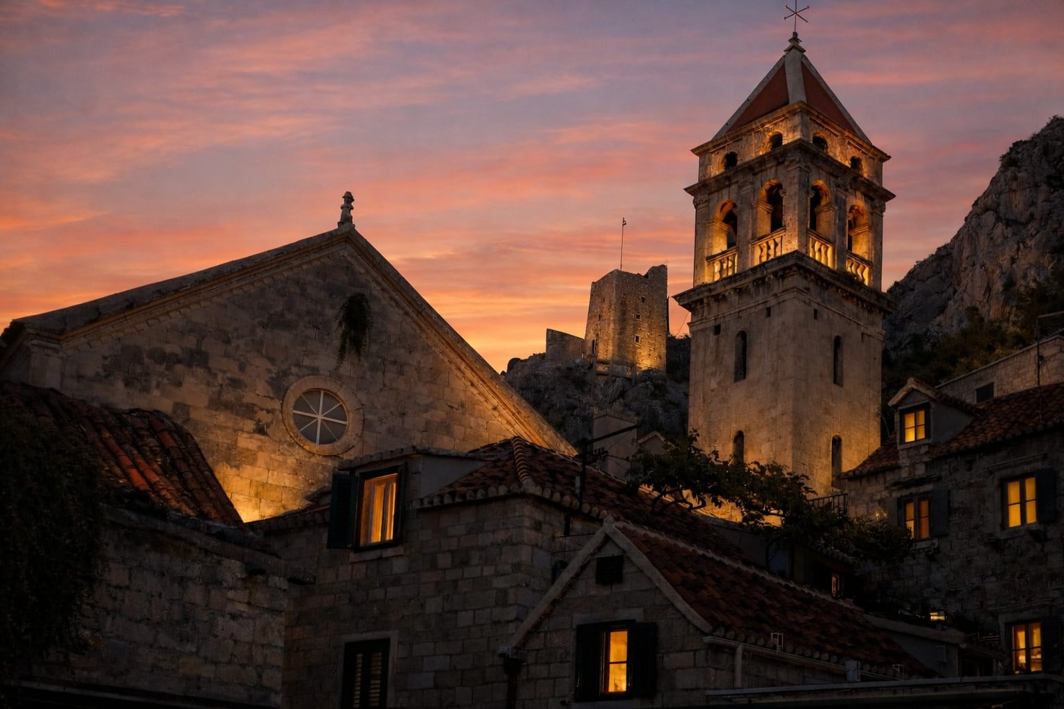Gregos restaurant terrace in Omiš old town